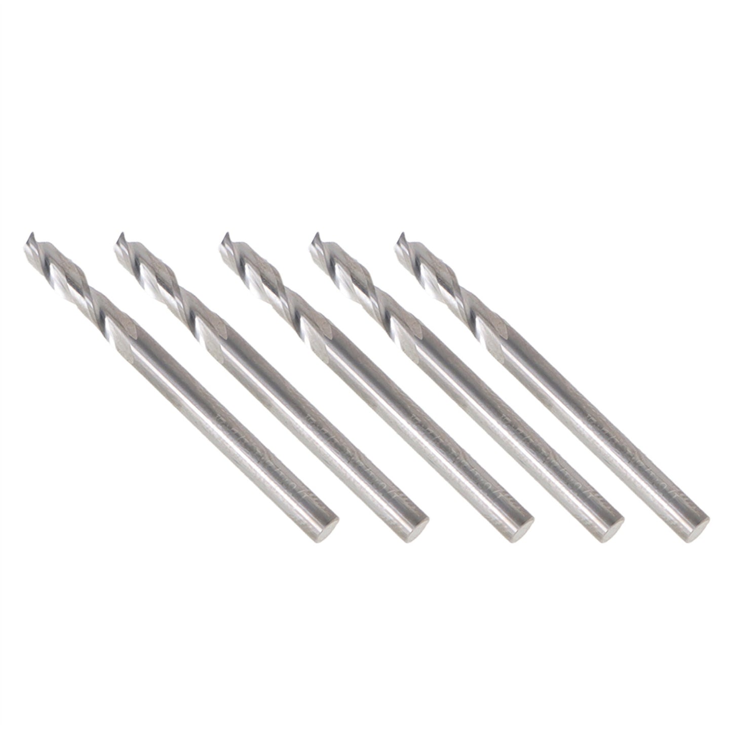 findmall 5Pcs 1/8 Inch Helix Carbide End Mill 2 Flute 1/2 Inch Length of Cut Fit for Aluminum Cut Non-Ferrous Metal Upcut CNC Spiral Router Bit