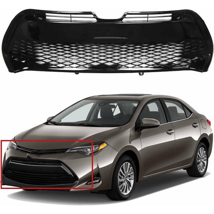 Findmall Front Upper and Lower Mesh Grille Set for 2017-2019 Toyota Corolla SE XSE, Black