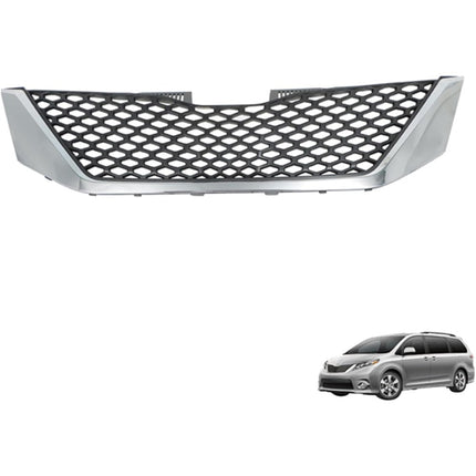 Findmall Front Grille for 2011-2017 Toyota Sienna SE, Black with Chrome Trim