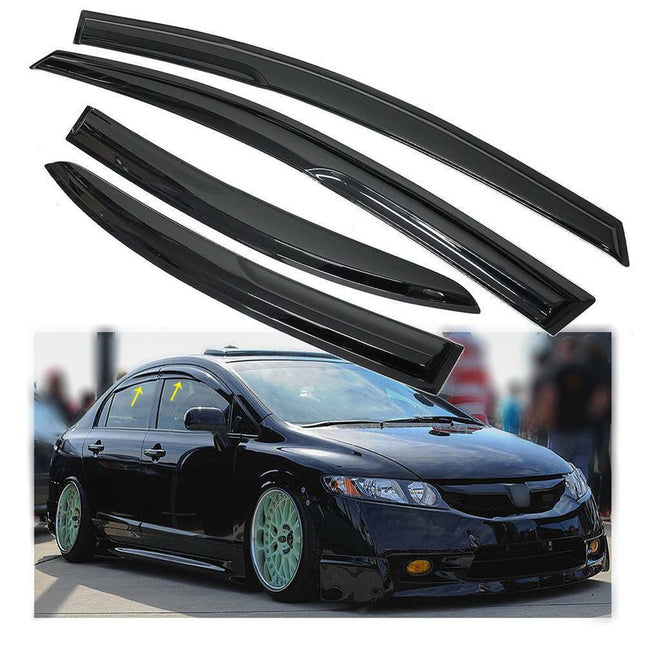 Findmall Side Window Visor Vent Rain Guard Deflector Replacement for 2006-2011 Honda Civic Sedan