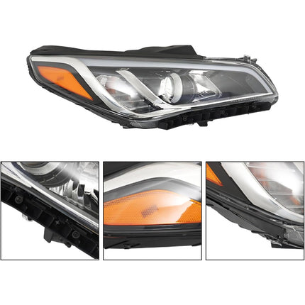 Findmall Headlight Assembly for 2015–2017 Hyundai Sonata Front Right Passenger Side, Replaces HY2503183