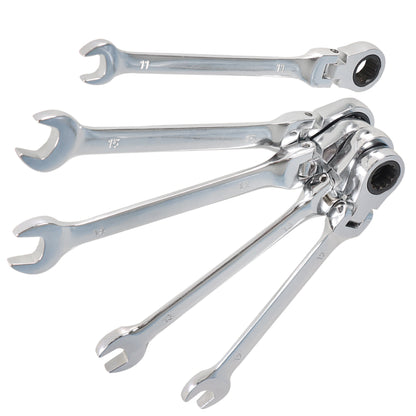 12pc 8-19mm Metric Flexible Head Ratcheting Wrench Combination Spanner Tool Set