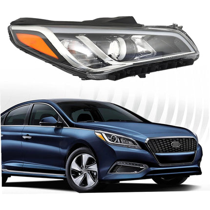 Findmall Headlight Assembly for 2015–2017 Hyundai Sonata Front Right Passenger Side, Replaces HY2503183