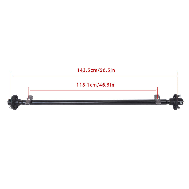 Findmall 2,000 lb Trailer Axle with U-Bolt Kit, 4 on 4 in, 56.5 in Hub Face
