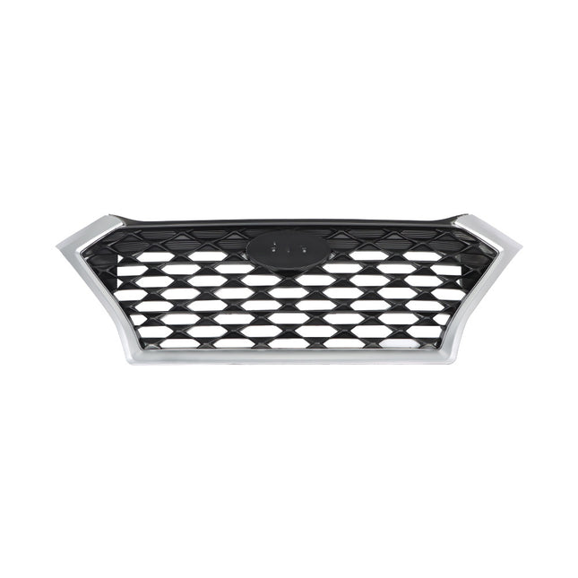 Findmall Chrome and Gray Trim Black Mesh Front Upper Bumper Grille Replacement for Tucson 2019-2021 HY1200225 86350D3500