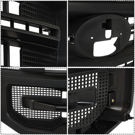 Findmall Front Upper Bumper Grille Matte Black with Straight Trim Replacement for F250 F350 Platinum Style 2020-2022 Replacement for LC3B8200HC5KBX LC3Z8200HA