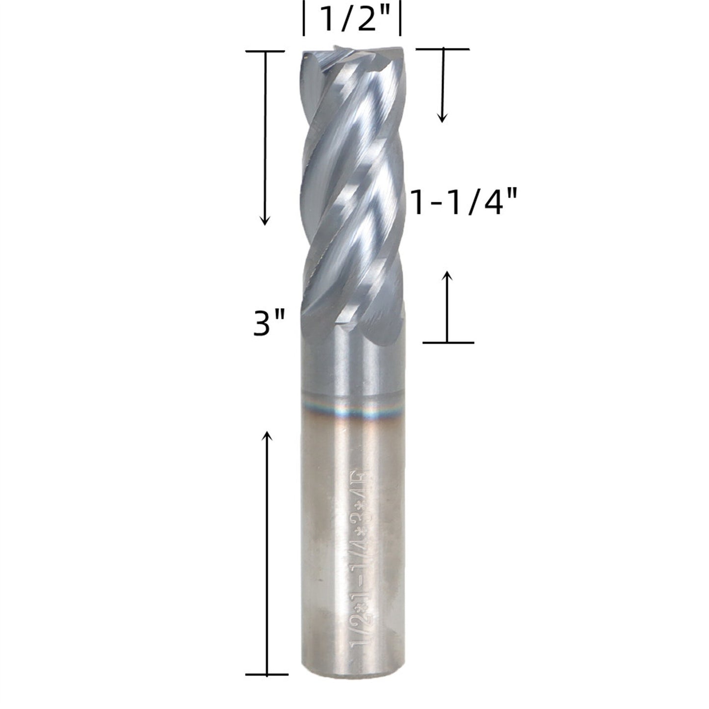 findmall 1/2 Inch Helix Carbide End Mill Tialn Coated 4 Flute 1-1/4 Inch Length of Cut Fit for Aluminum Cut Non-Ferrous Metal Upcut CNC Spiral Router Bit