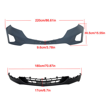 Findmall Front Upper and Lower Bumper Cover Set Replacement for 2018-2019 Chevrolet Equinox LT