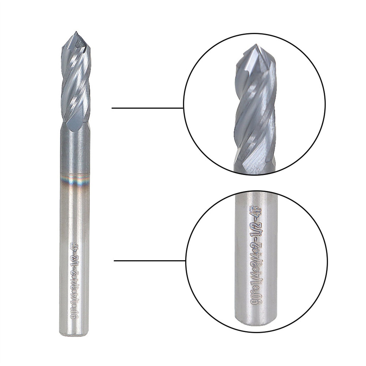 findmall 1/4 Inch Helix Carbide End Mill Tialn Coated 4 Flute 3/4 Inch Length of Cut Fit for Aluminum Cut Non-Ferrous Metal Upcut CNC Spiral Router Bit