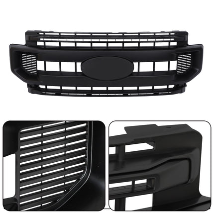 Findmall Front Grille Upper Matte Black with 2 Straight Trim Style Replacement for F250 F350 F450 Super Duty XLT 2020-2022