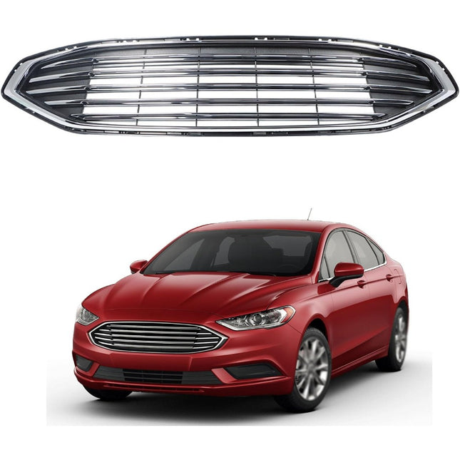Findmall Chrome and Black Front Upper Bumper Grille Replacement for Fusion 2017-2018