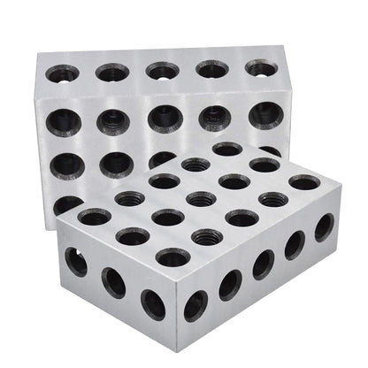 1 x 2 x 3 Inch Blocks Matched Pair Hardened Steel 23 Holes Precision Machinist Milling