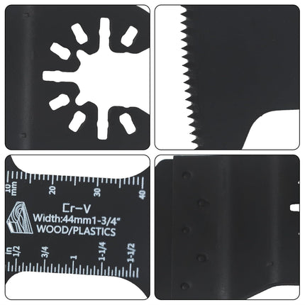Findmall 50-Pack Universal Oscillating Tool Blades 1-3/4 inch x 1.58 inch - High-Carbon Steel Curved Edge Blades with Adapters for Wood, Metal, Drywall Cutting
