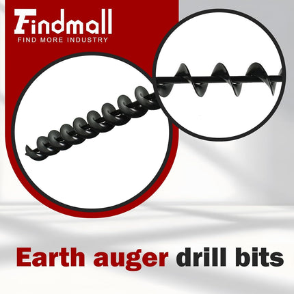 Findmall Auger Drill Bit, Earth Auger Bit for 3/8" Hex Drive Drill, 24 Inch Length Garden Planting Auger for Post Holes, Bulb Planting & Soil Digging