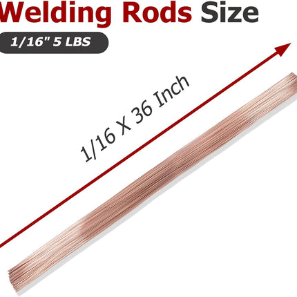 Findmall ER70S-6 Carbon Steel TIG Welding Rod, 1/16" 3/32" 1/8" Diameter x 16" 36" Length, 2/5/10 Lbs Pack, Low Spatter Filler Rod for Welding Steel, Industrial Maintenance and Repairs