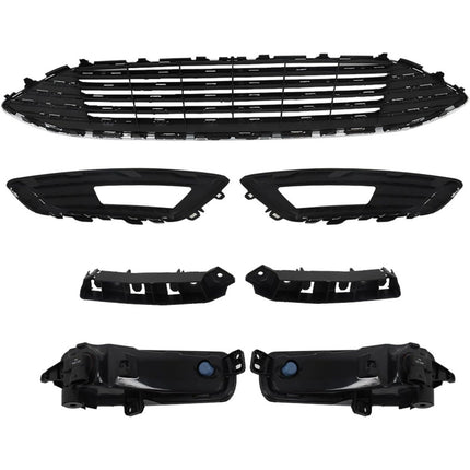Findmall 7Pcs Kits Front Grille Fog Light and Cover Bumper Brackets Assembly Replacement for 2015 2016 2017 2018 Focus