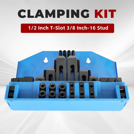 findmall 58 Pcs Pro-Series 1/2 Inch T-Slot 3/8 Inch-16 Stud Clamping Kit Fit for Bridgeport Mill