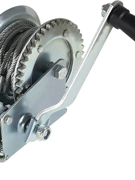 1600lbs Hand Crank Winch Cable Gear Winch with Hook, Two-Way Adjustable Boat Trailer Winch with 10m 32ft Steel Cable, Fit for Boat, Trailer