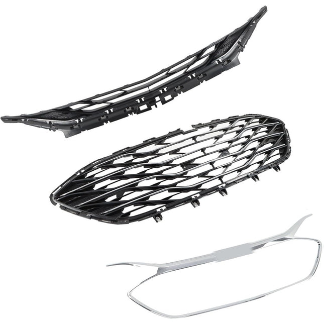 Findmall Glossy Black Front Upper and Lower Bumper Grille Set Replacement for Malibu 2019-2020