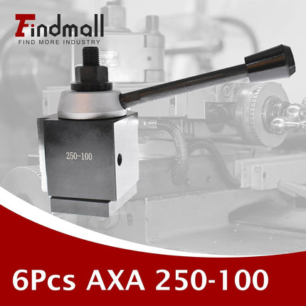 Findmall 6Pcs AXA 250-100 Tool Post Set CNC High Accuracy Piston Type Quick Change Tool Post Set Swing Dia 12 Inch