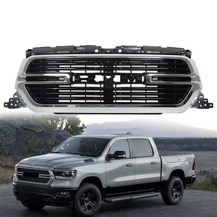 Findmall Front Upper Bumper Mesh Grille with Frame and Base Replacement for Ram 1500 2019-2022
