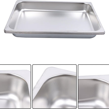Findmall Full Size 2.5 Inch Deep Steam Table Pans 6 Set | Stainless Steel, Hotel Pan, Without Lid for Food Warmer, Cooking and Commercial Kitchen