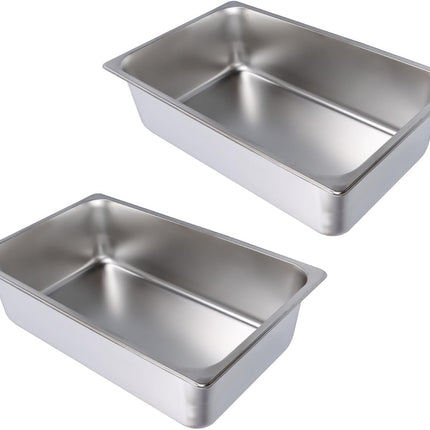 Findmall 2 Set Stainless Steel Hotel Pan 6 Inch Deep Full Size | Steam Table Pans, for Steam Tables, Restaurants, Catering and Industrial Use