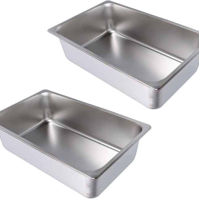 Findmall 2 Set Stainless Steel Hotel Pan 6 Inch Deep Full Size | Steam Table Pans, for Steam Tables, Restaurants, Catering and Industrial Use