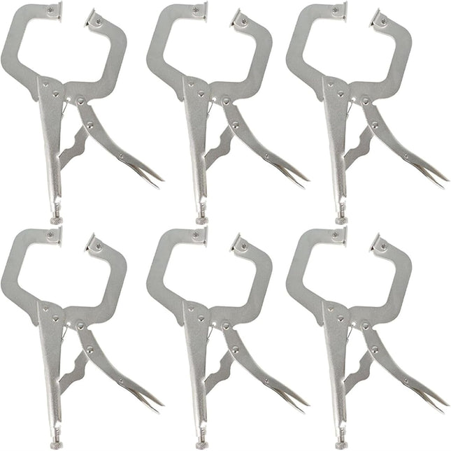Findmall 6Pcs 11 Inch Locking C Clamps with Swivel Pads Heavy Duty C-Type Locking Plier Table and Tool Vise Grip for Shop Home Farm and Automotive DIY Woodworking Welding Cabinetry Pocket Hole Joinery