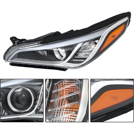 Findmall Headlight Assembly for 2015–2017 Hyundai Sonata Front Left Driver Side, Replaces 92101-C2000