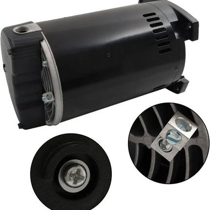 Findmall B2854 B2854V1 Pool Pump Motor Square Foot 3450rpm 115/230volts 1.5hp Single Speed Y56Y Frame Square Flange 8/16amperes