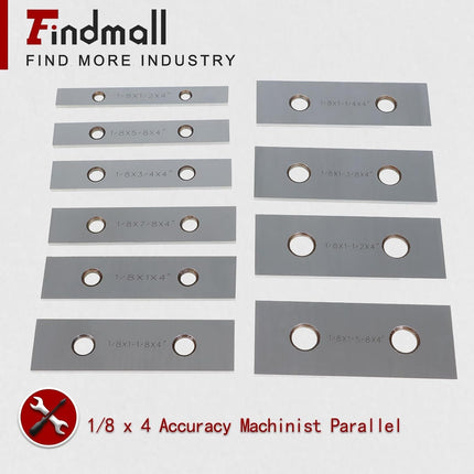 Findmall 10 Pair 1/8" x 4" Precision Parallel Block Set, ±0.0002" Hardened Alloy Steel Machinist Gage Gauge Tool Blocks with Storage Box