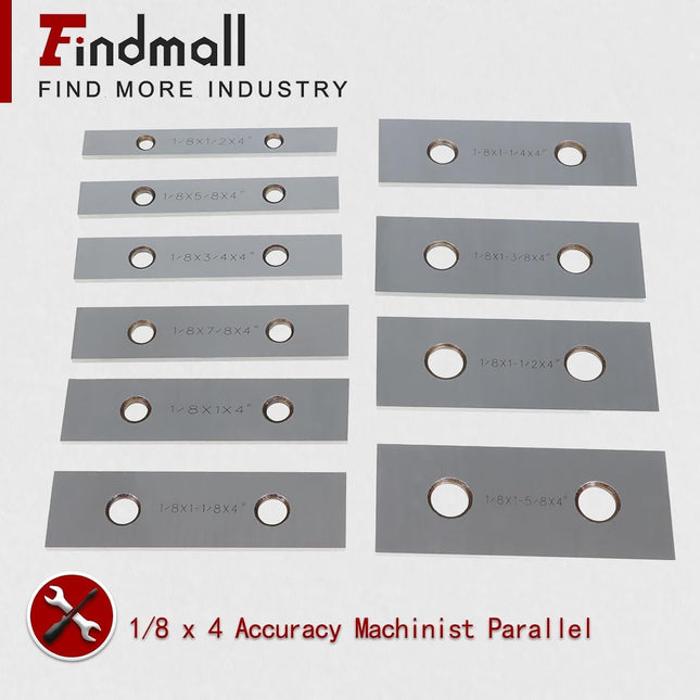 Findmall 10 Pair 1/8" x 4" Precision Parallel Block Set, ±0.0002" Hardened Alloy Steel Machinist Gage Gauge Tool Blocks with Storage Box