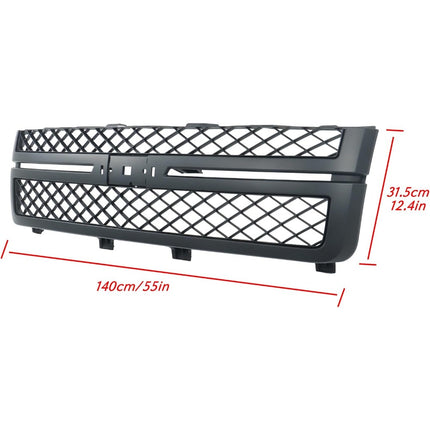 Findmall 2-Piece Matte Black Front Bumper Grille and Hood Molding Trim Kit Replacement for Silverado 2500HD and 3500HD 2011-2014 20966058 20963700