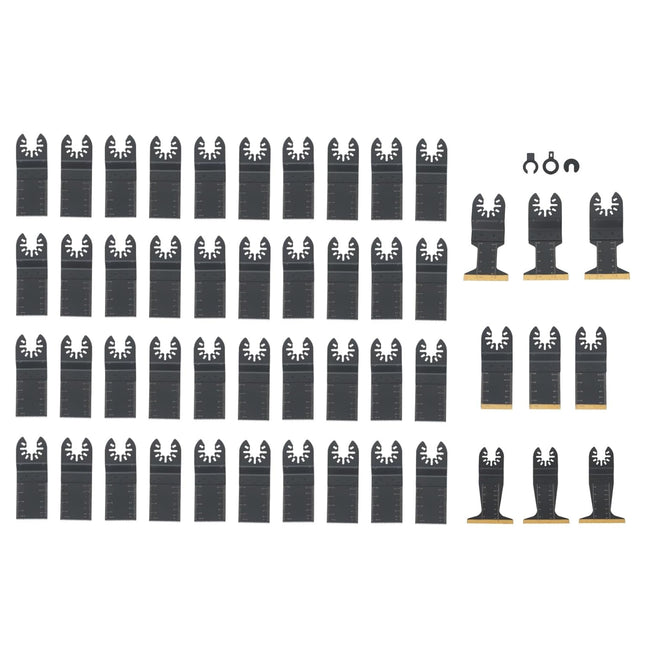 Findmall 49 Pieces of Oscillating Saw Blades Kit(34, 44 and 60MM), High Speed Steel, Titanium-Coated, for Wood, Metal, Universal Compatibility