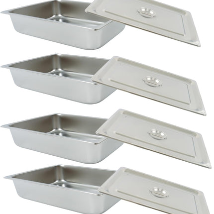 Findmall 4 Pack Stainless Steel Hotel Pans 4 Inch Deep | With Lid Full Size, Commercial Food Pan for Steam Tables, Restaurants, Catering and Industrial Use