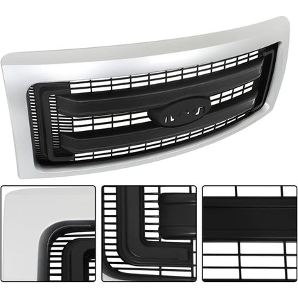 Findmall Chrome Medium-Grid Front Grille Replacement for F-150 FX2 and FX4 2009-2014 CL3Z8213A