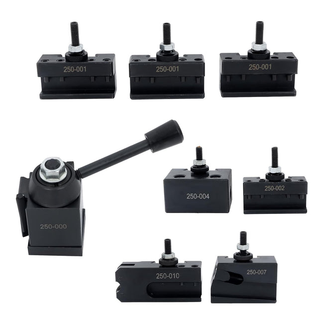 Findmall 8Pcs OXA 250-000 WedgeType Tool Post Mini Lathe Up to 8 Quick Change Turning and Facing Holder Fit for Lathe