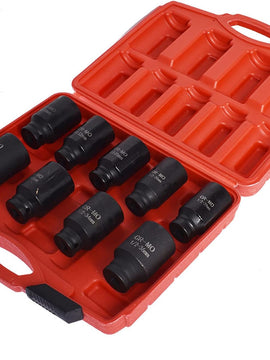 9Pcs 29-38mm Deep Impact Socket Set 1/2 Drive Metric Axle Hub Nut Socket Replacement for Removing and Mounting Axle Nuts