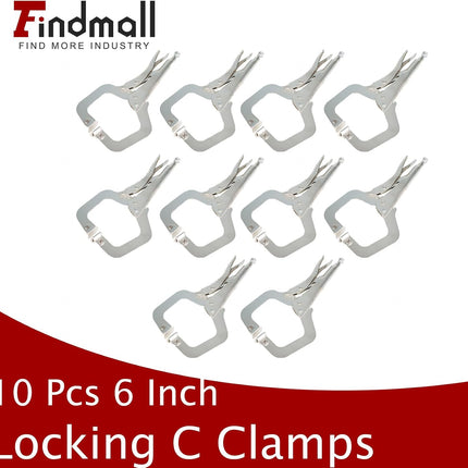 Findmall 10Pcs 11 Inch Locking C Clamps with Swivel Pads Heavy Duty C-Type Locking Plier Table and Tool Vise Grip