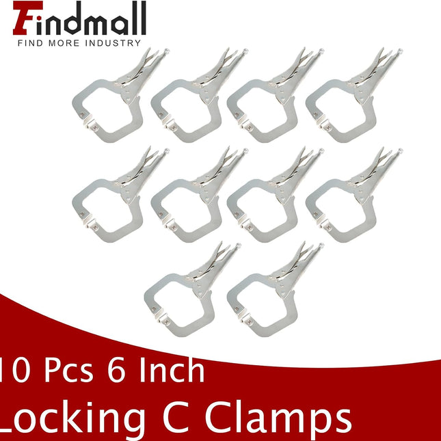 Findmall 10Pcs 11 Inch Locking C Clamps with Swivel Pads Heavy Duty C-Type Locking Plier Table and Tool Vise Grip