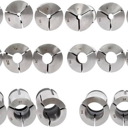 Findmall 23 PC Metric 5C Collet Set 3mm - 25mm x 1mm 0.0005 Accuracy | Fit for Milling and Machines