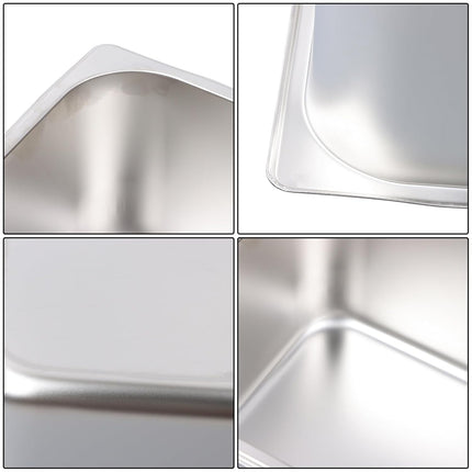 Findmall 4 Set Stainless Steel Steam Table Pan 1/2 Size X 6 Inch Deep Hotel Pans for Home, Party, Restaurant and Hotel