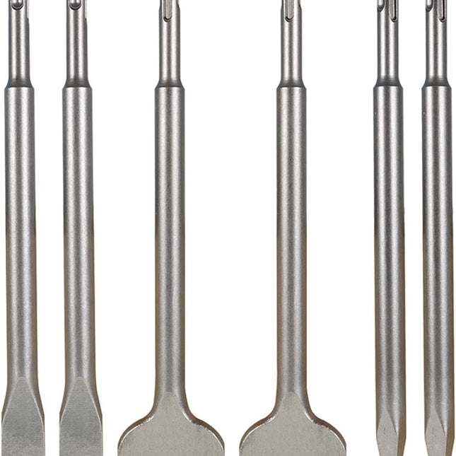 6-Pack SDS Plus Chisel Set, 40Cr Steel Concrete Drill Bit Set Rotary Hammer Bits Chisel Set Including Point Chisel, 20mm Flat Chisel, 40mm Flat Chisel