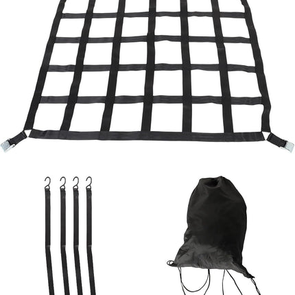 Findmall Heavy Duty Cargo Net, Adjustable Trailer Cargo Net, Cargo Net with S-Hook Fittings, Truck Bed Net, Black