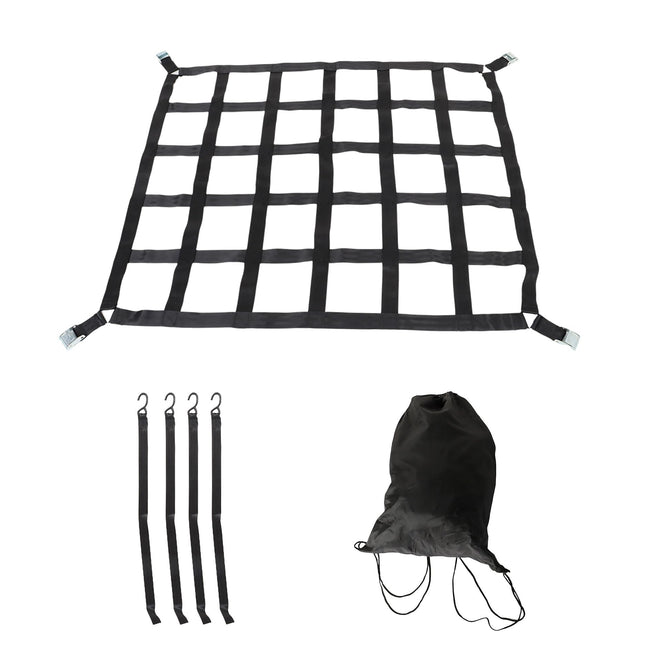 Findmall Heavy Duty Cargo Net, Adjustable Trailer Cargo Net, Cargo Net with S-Hook Fittings, Truck Bed Net, Black