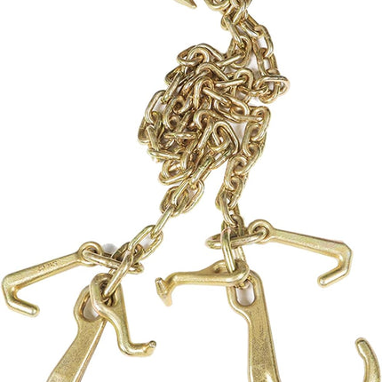 Findmall 5/16 Inch x 3 ft Long G70 V-Chain Bridle with 8 Inch Medium J Hooks, T- Hook & J-Hook with Grab Hooks Truck Wrecker