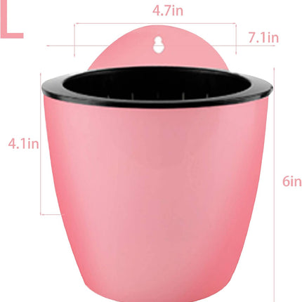 Findmall 7 Pack Self-Watering Hanging Planters, 5/7 Inch Wall Mounted Plastic Flower Pots with Hooks, Double Layer Vertical Garden Planters for Indoor Outdoor Plants, Flowers and Succulents
