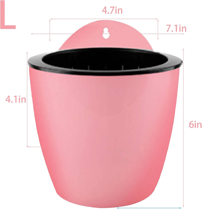 Findmall 7 Pack Self-Watering Hanging Planters, 5/7 Inch Wall Mounted Plastic Flower Pots with Hooks, Double Layer Vertical Garden Planters for Indoor Outdoor Plants, Flowers and Succulents