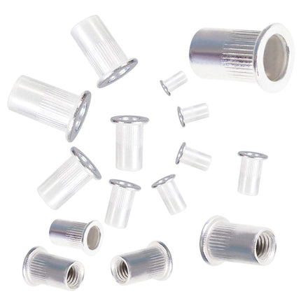 Findmall Rivet Nuts Kit 300 Pcs Aluminum Flat Head Threaded Rivetnut Insert Nutsert Rivet Nuts Assortment Kit 150pcs Metric 150pcs SAE M3 M4 M5 M6 M8 6-32 8-32 10-24 10-32 1/4-20